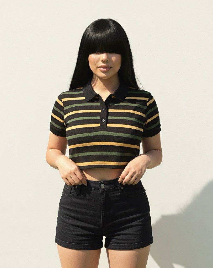 Cropped Stripe Polo