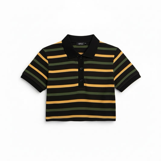 Cropped Stripe Polo